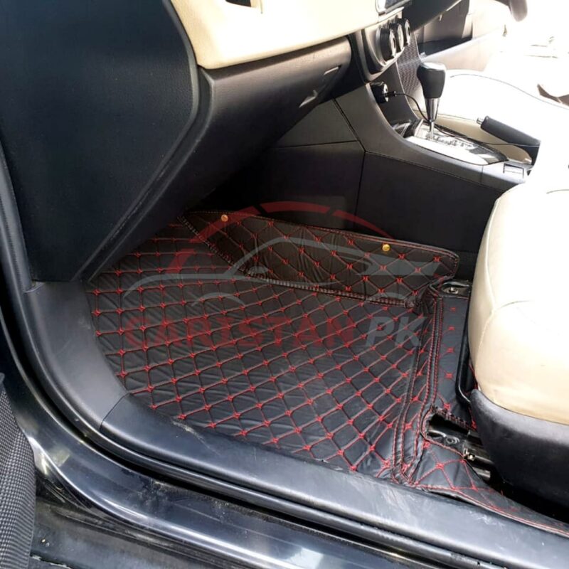 Toyota Corolla 7D Floor Mats Black With Red Stitch 2014-26
