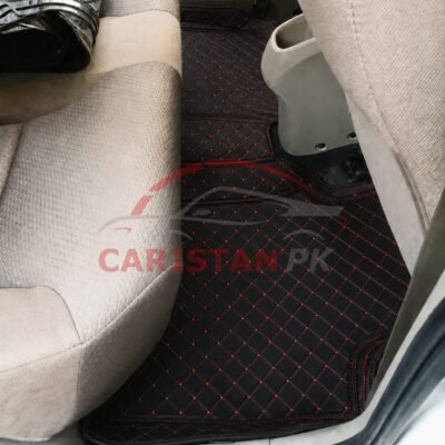 Honda City 7D Floor Mats Black With Red Stitch 2009-21 3