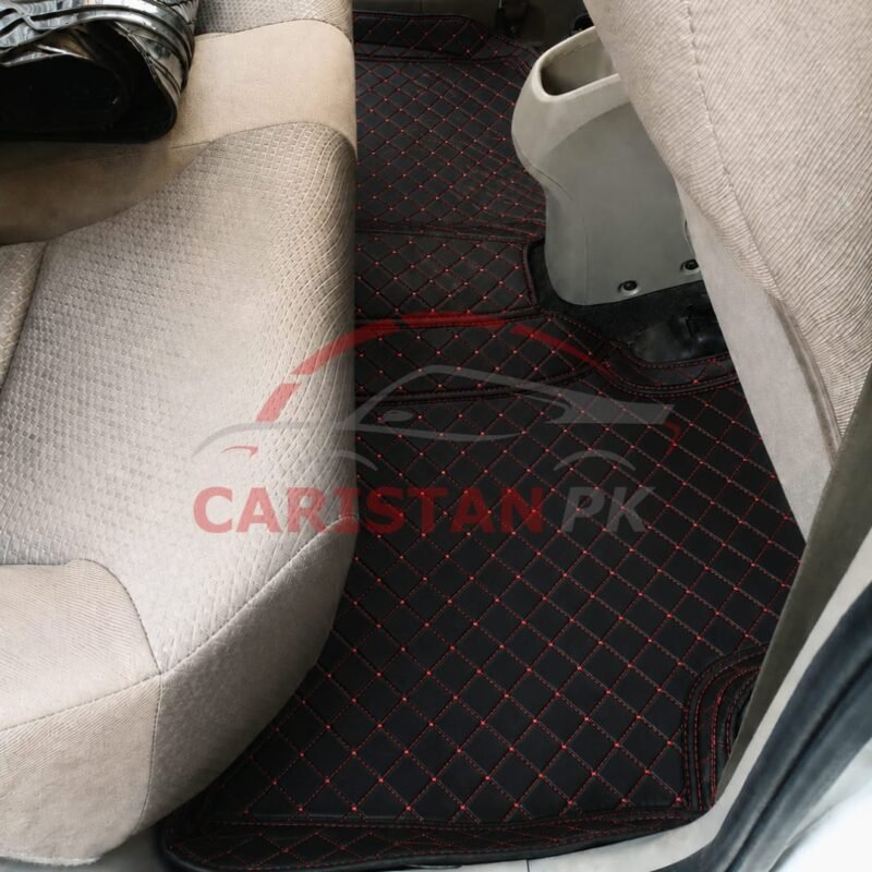 Honda City 7D Floor Mats Black With Red Stitch 2009-21 3