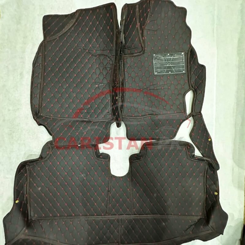 Toyota Vitz 7D Floor Mats Black With Red Stitch 2011-16 3