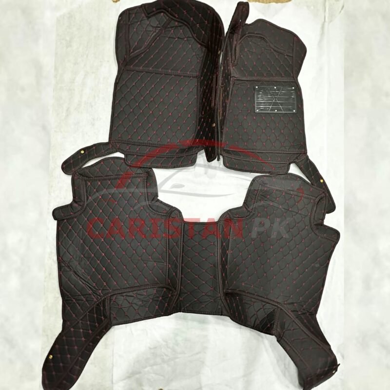 Toyota Hilux Revo 7D Floor Mats Black With Red Stitch 2