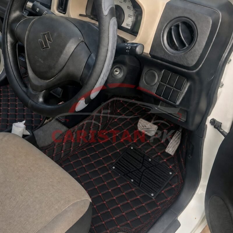Suzuki Alto 7D Floor Mats Black With Red Stitch 2017-26