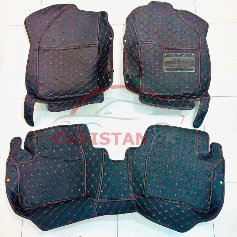 Suzuki Alto 7D Floor Mats Black With Red Stitch 2017-26 2