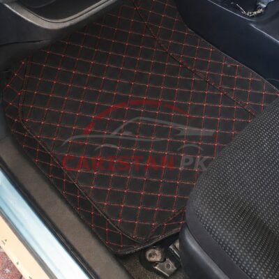 Toyota Vitz 7D Floor Mats Black With Red Stitch 2017-23