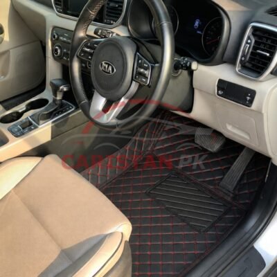 KIA Sportage 7D Floor Mats Black With Red Stitch
