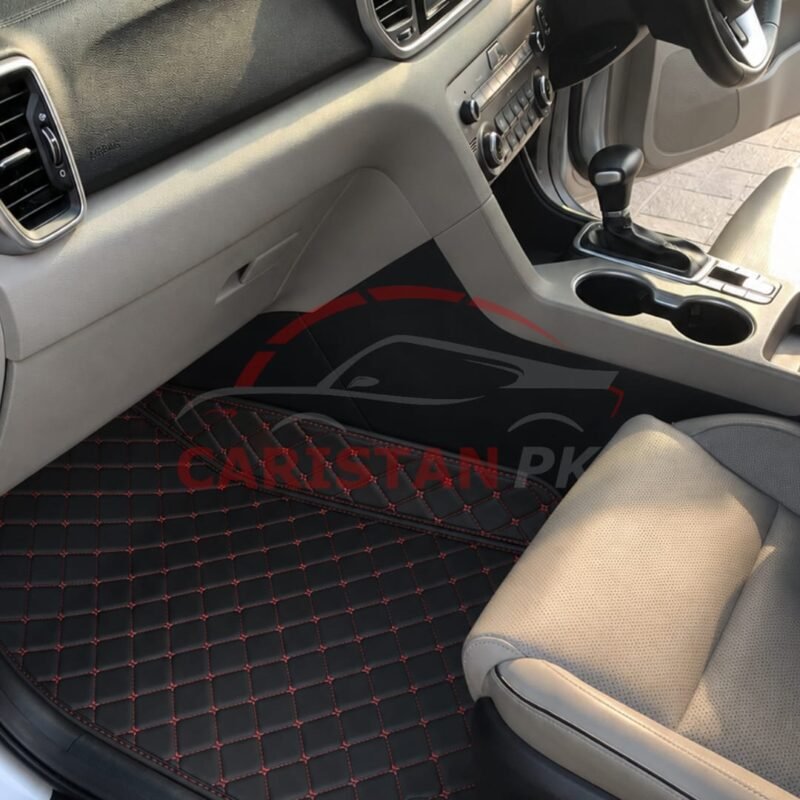 KIA Sportage 7D Floor Mats Black With Red Stitch 2