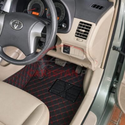 Toyota Corolla 7D Floor Mats Black With Red Stitch 2009-13
